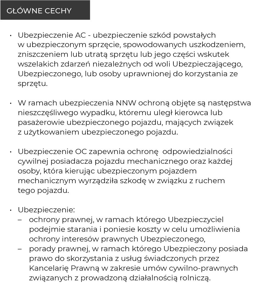 Cechy ubezpieczenie